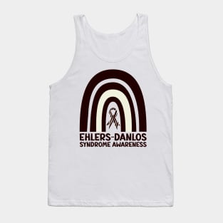 Ehlers-Danlos Syndrome Awareness Ribbon Black Boho Rainbow Tank Top